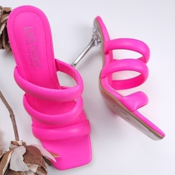 Cape Robbin Pink Square Toe Strappy Mule Heels Size 7m - Picture 3 of 9